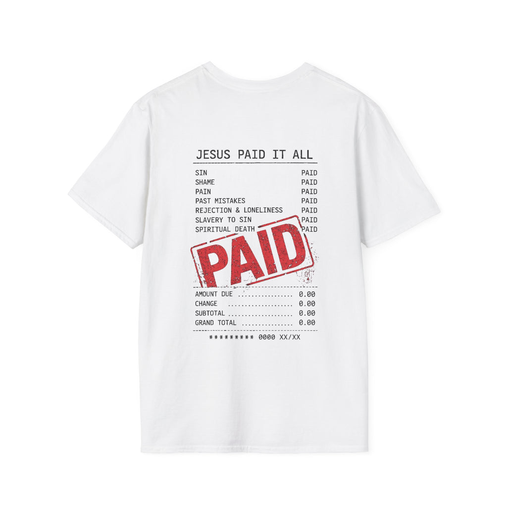 Paid — Christian T-Shirt ("Jesus Paid It All" Receipt Design)