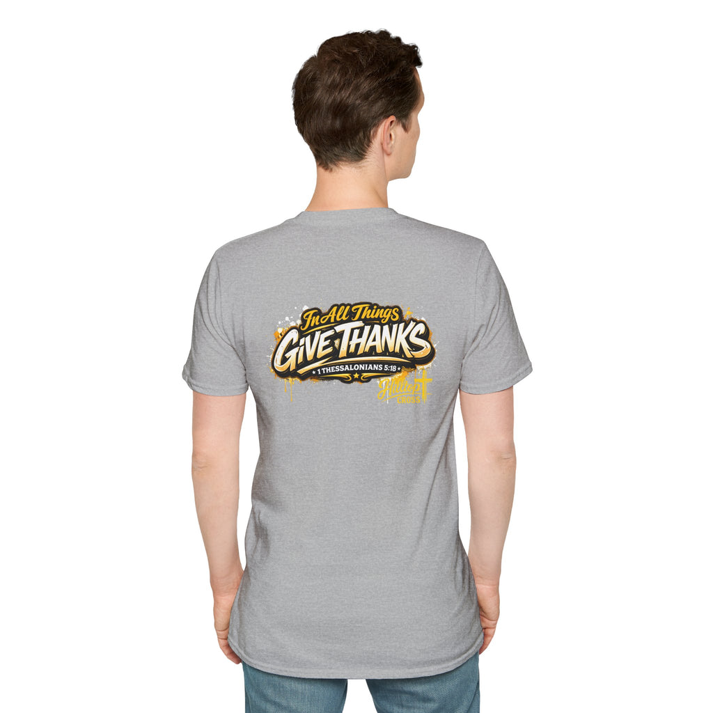 Christian T-Shirt — "In All Things Give Thanks" Church Tee