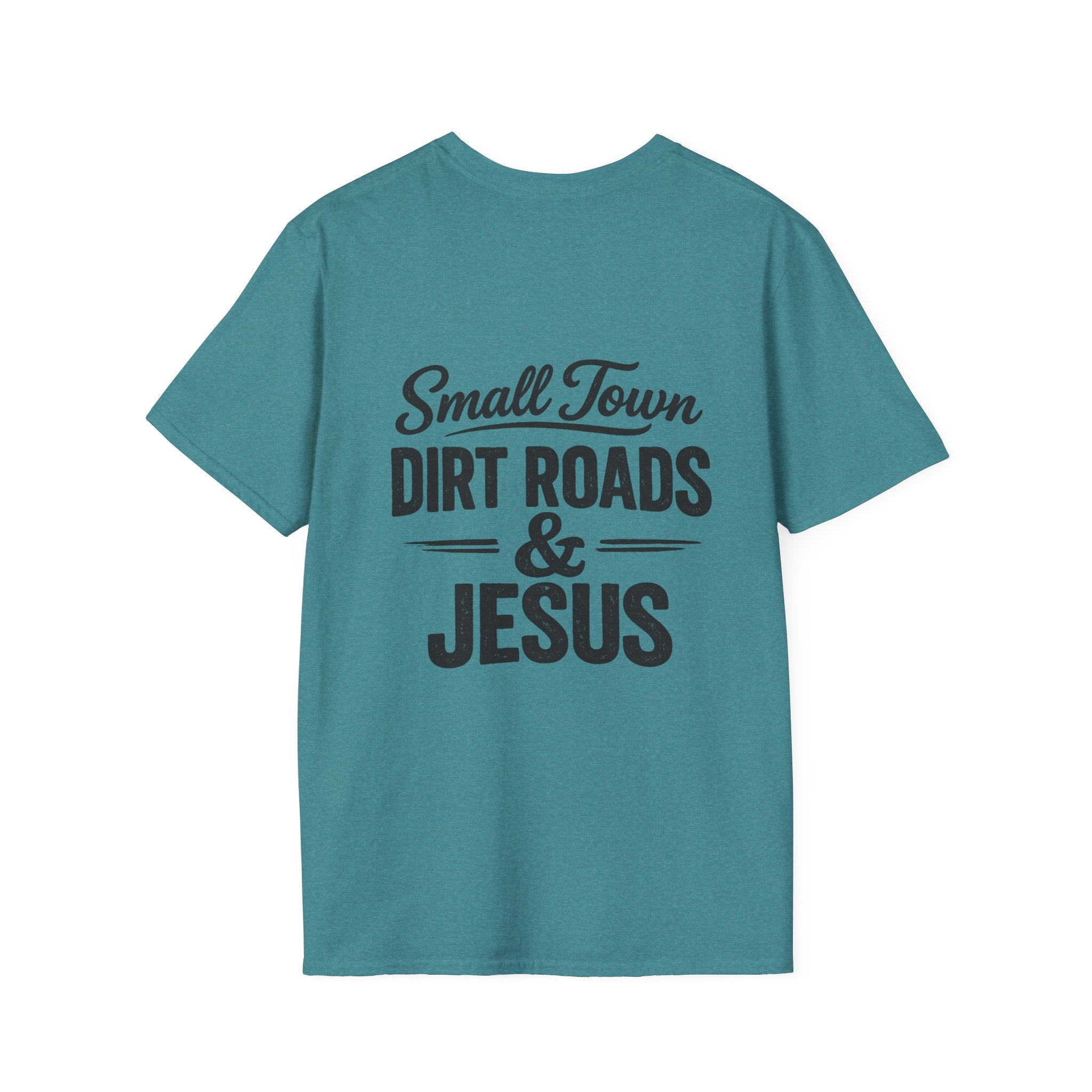 Hilltop Cross T-Shirt — "Small Town Dirt Roads & Jesus" Graphic Tee