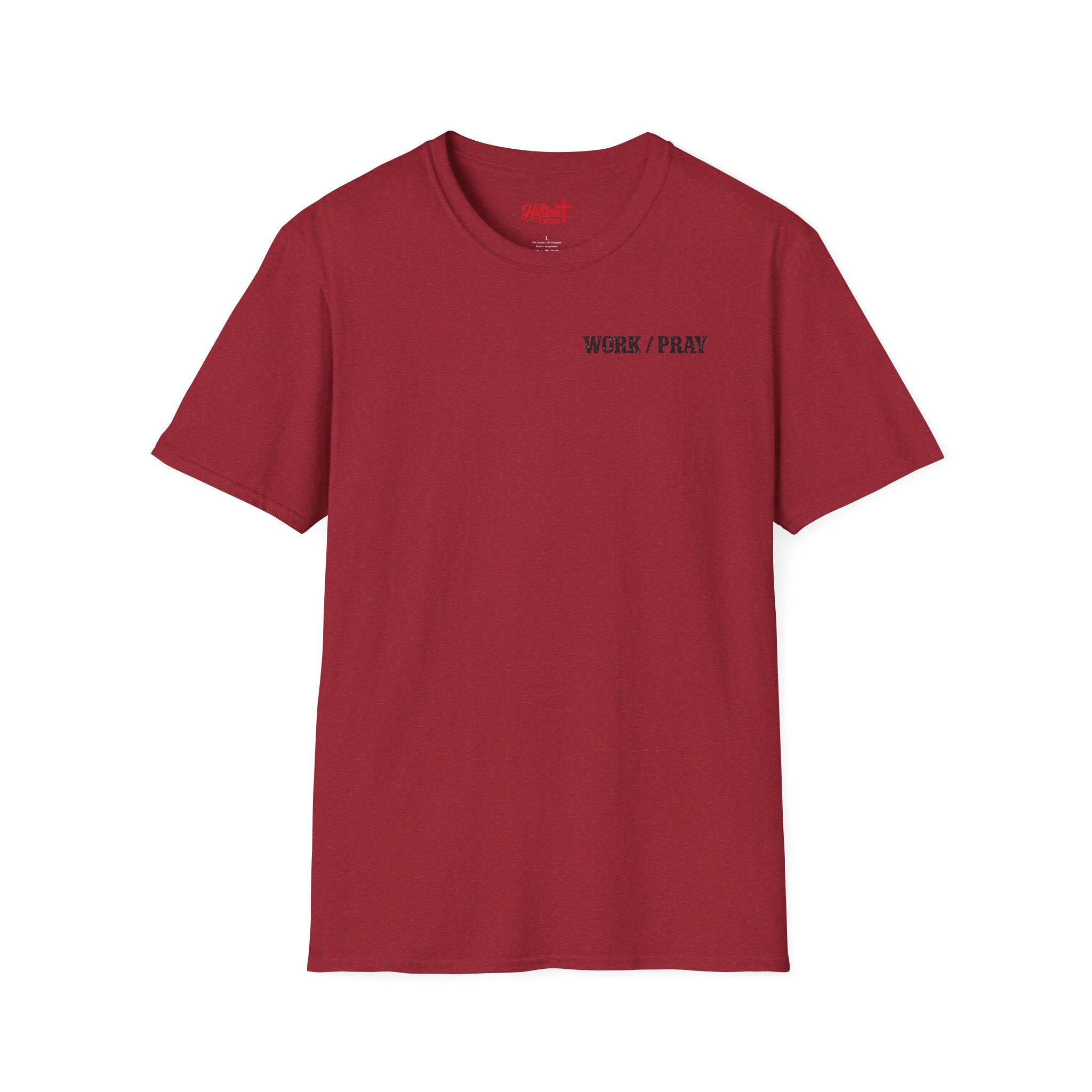 Work Hard Pray Harder T-Shirt — Christian Faith Shirt with Cross (Hilltop)
