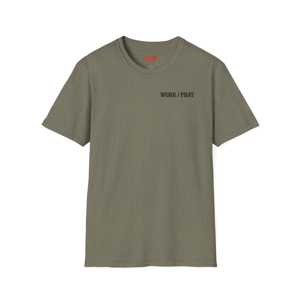 Work Hard Pray Harder T-Shirt — Christian Faith Shirt with Cross (Hilltop)