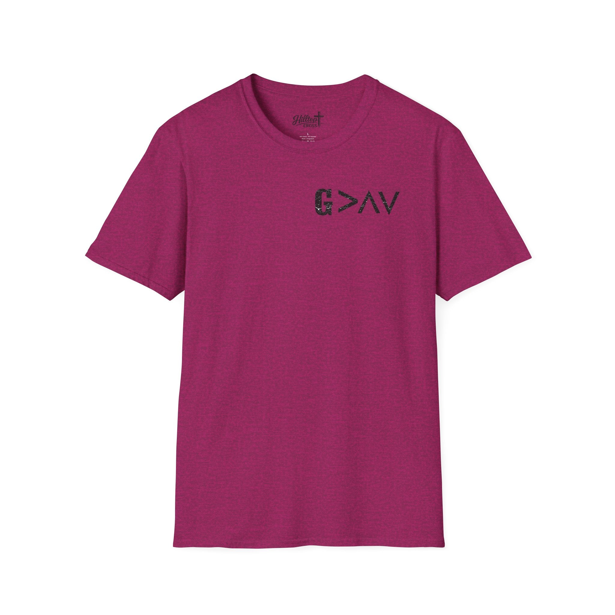 Hilltop Cross T-Shirt — Faith Graphic Tee with Vertical Cross Design