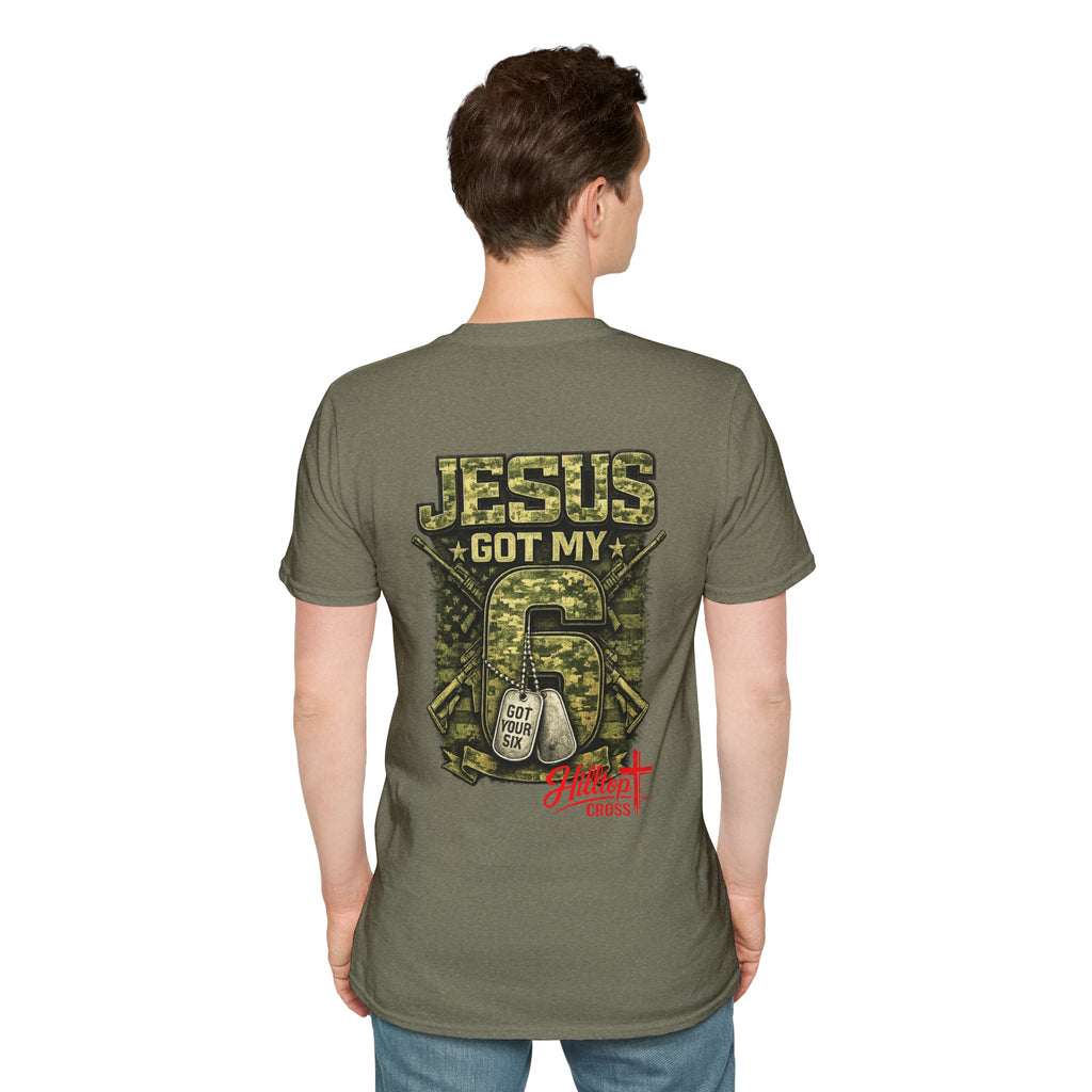 Jesus Got My 6 T-Shirt — Military Camo Christian Graphic Tee
