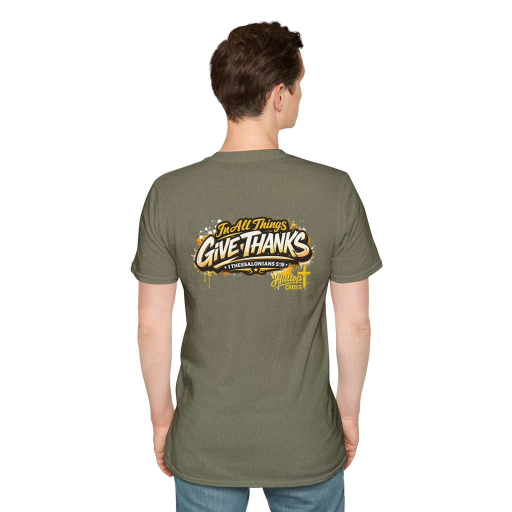 Christian T-Shirt — "In All Things Give Thanks" Church Tee
