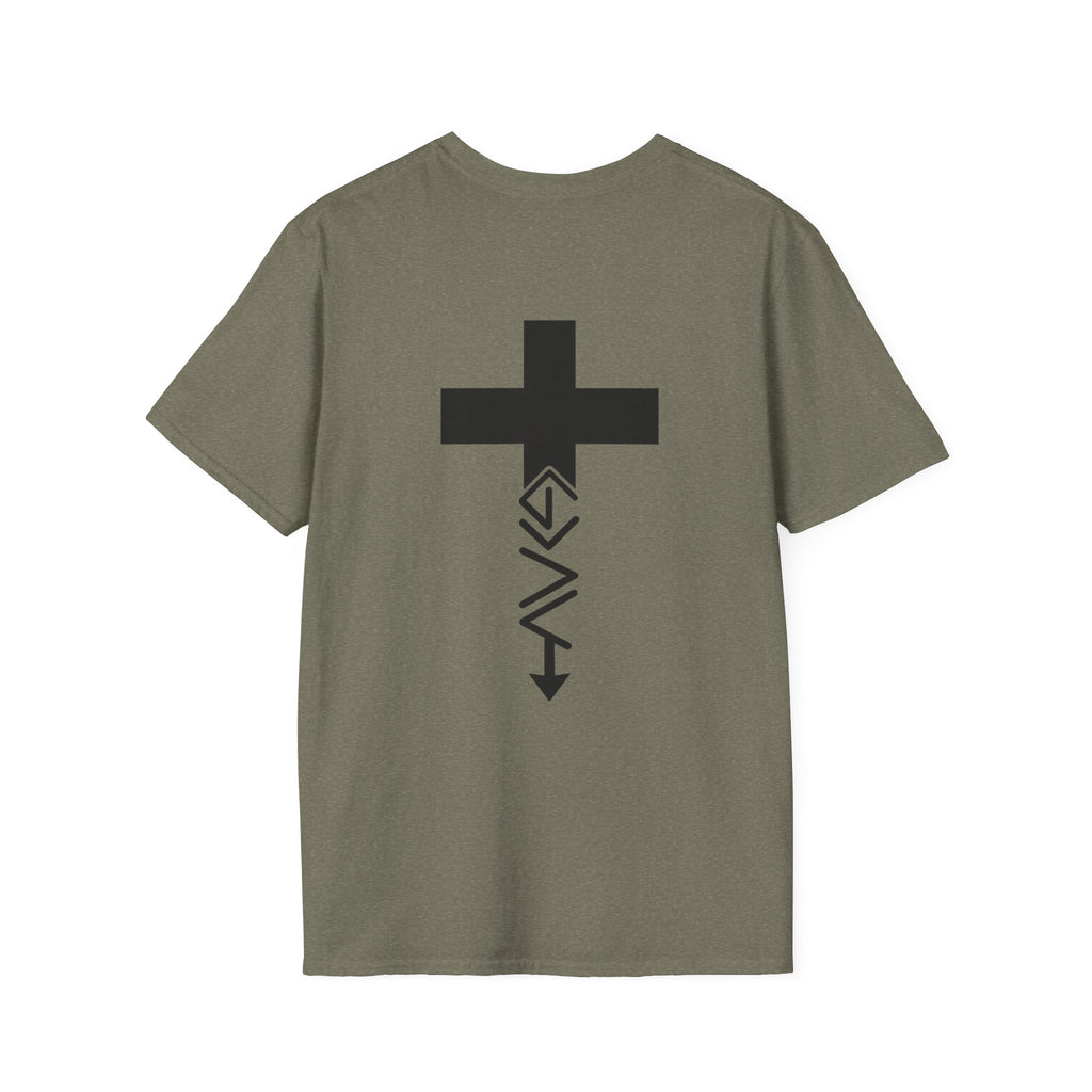 Hilltop Cross T-Shirt — Faith Graphic Tee with Vertical Cross Design