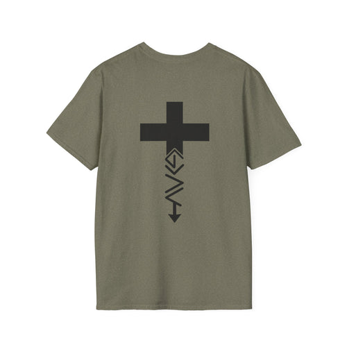 Hilltop Cross T-Shirt — Faith Graphic Tee with Vertical Cross Design