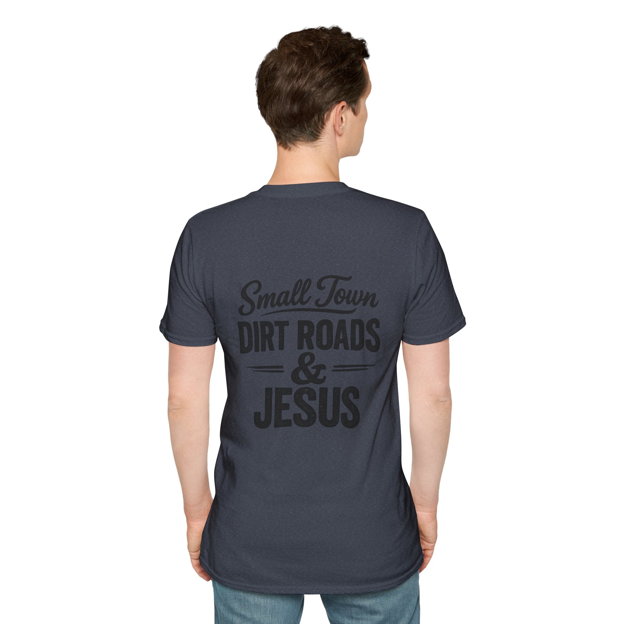 Hilltop Cross T-Shirt — "Small Town Dirt Roads & Jesus" Graphic Tee