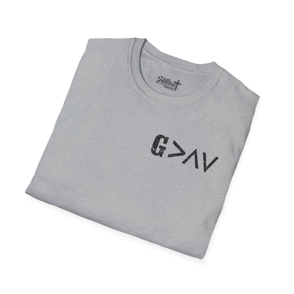 Hilltop Cross T-Shirt — Faith Graphic Tee with Vertical Cross Design
