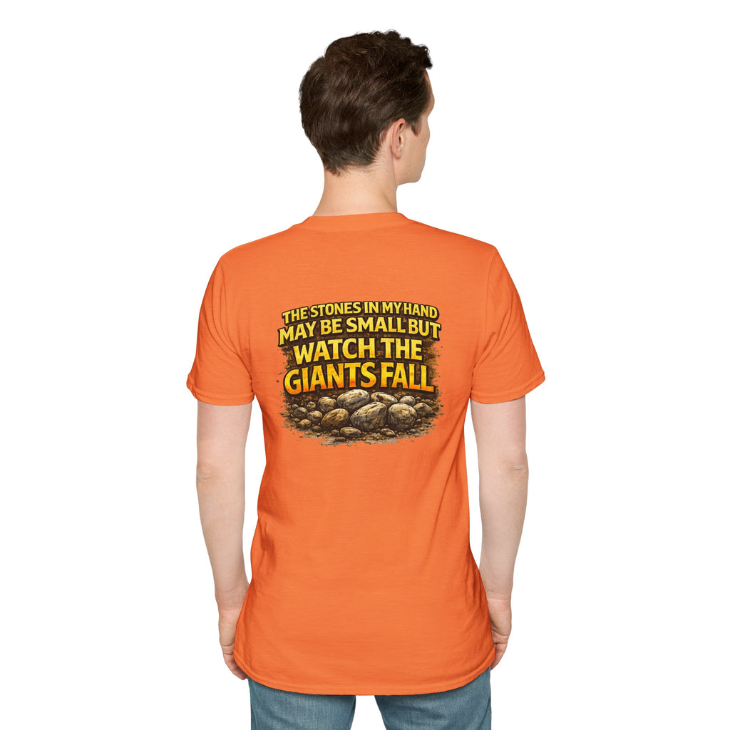 Inspirational Christian T-Shirt — "The Stones in My Hand" Faith Graphic