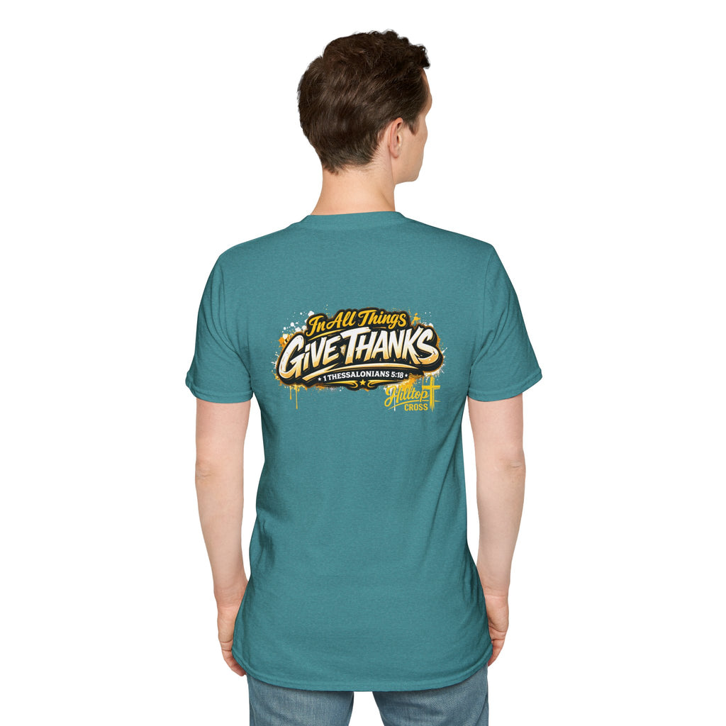 Christian T-Shirt — "In All Things Give Thanks" Church Tee