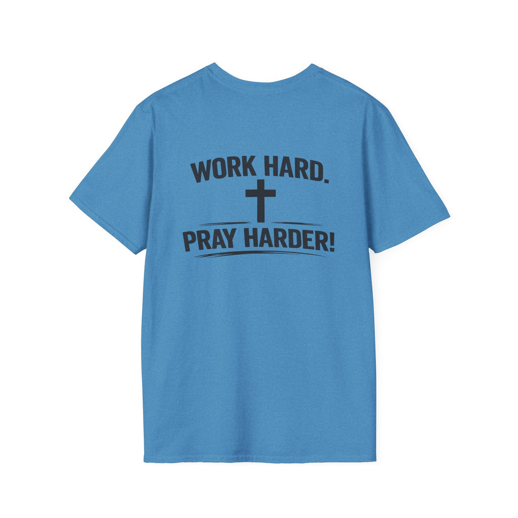 Work Hard Pray Harder T-Shirt — Christian Faith Shirt with Cross (Hilltop)