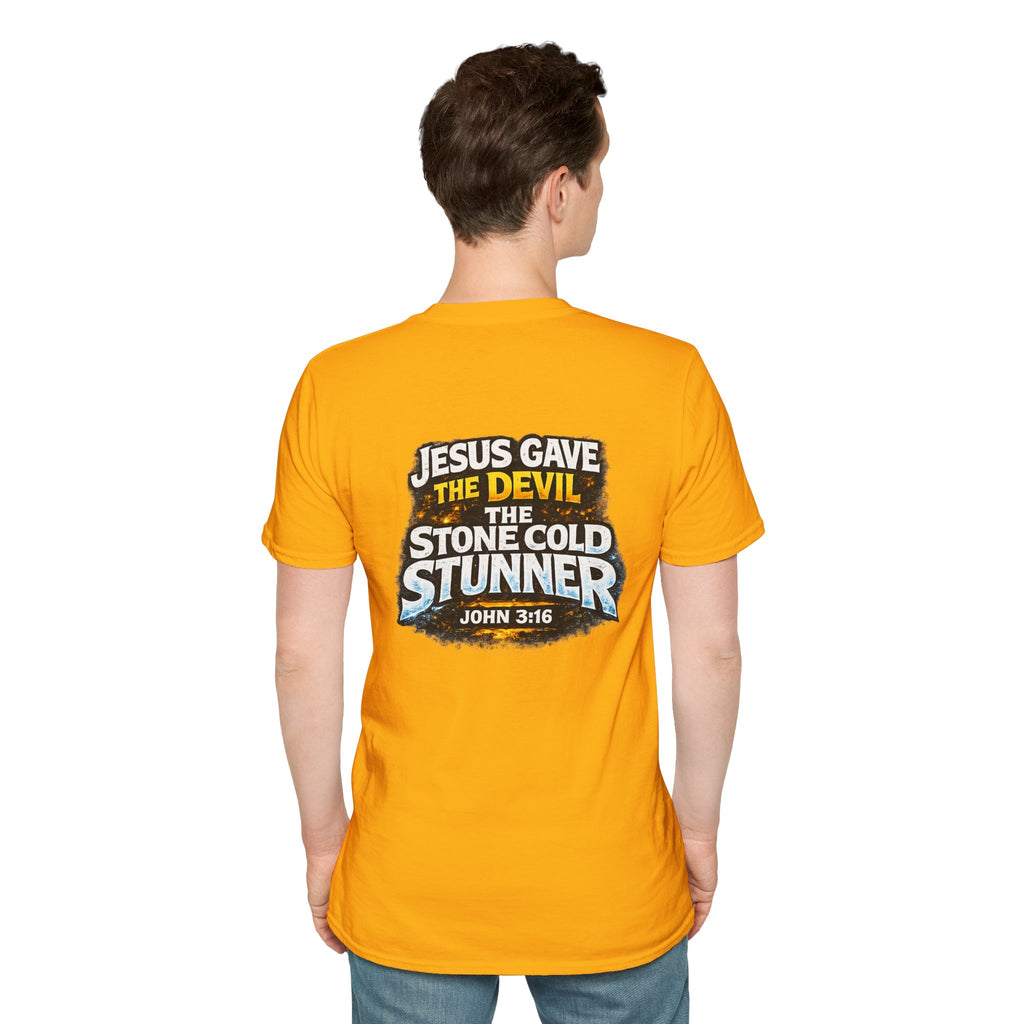 3:16 Christian T-Shirt — “Jesus Gave the Devil the Stone Cold Stunner” Graphic Tee