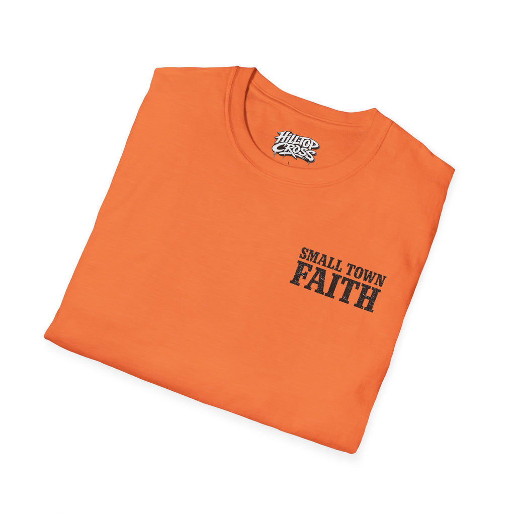 Hilltop Cross T-Shirt — "Small Town Dirt Roads & Jesus" Graphic Tee
