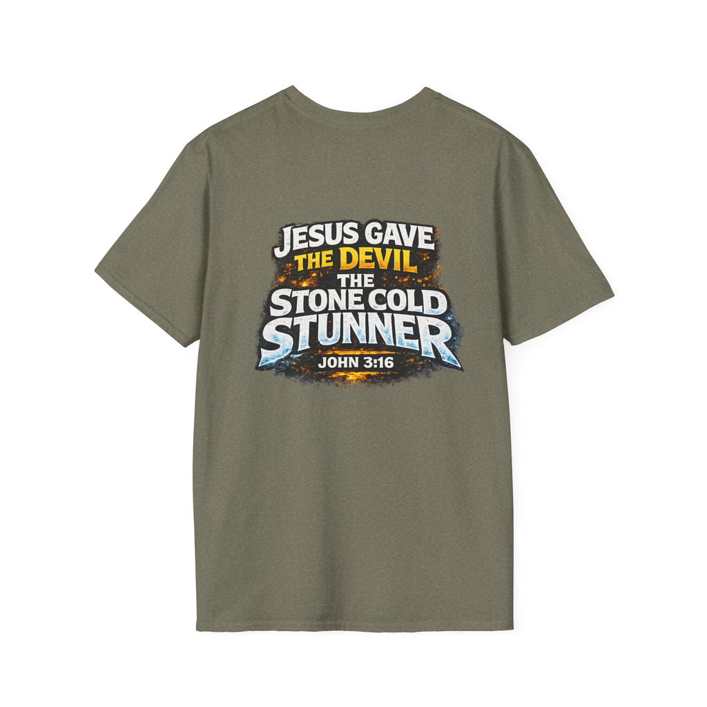 3:16 Christian T-Shirt — “Jesus Gave the Devil the Stone Cold Stunner” Graphic Tee