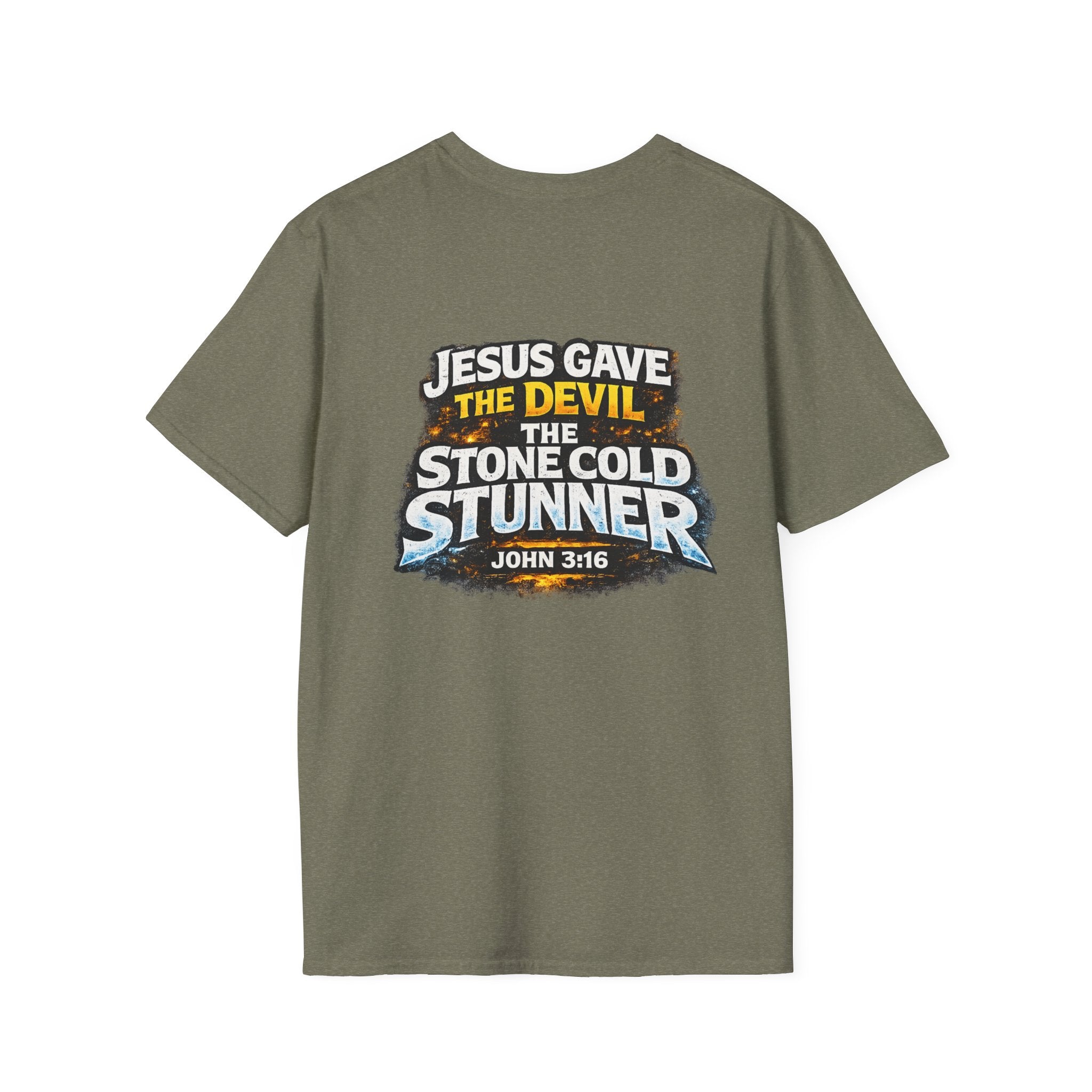 3:16 Christian T-Shirt — “Jesus Gave the Devil the Stone Cold Stunner” Graphic Tee