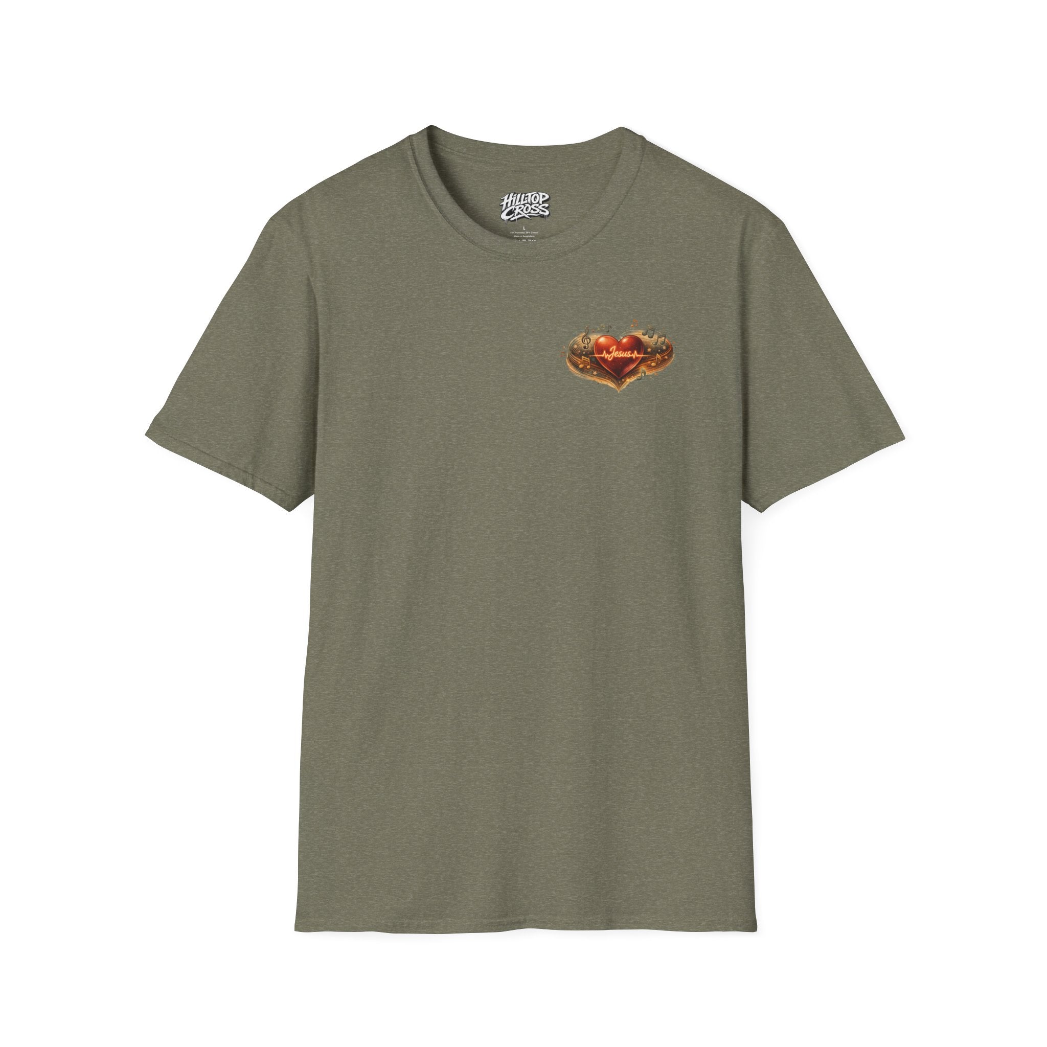 Christian Graphic T-Shirt — "Ridin' With My Jesus Music" Church Truck Cross Design