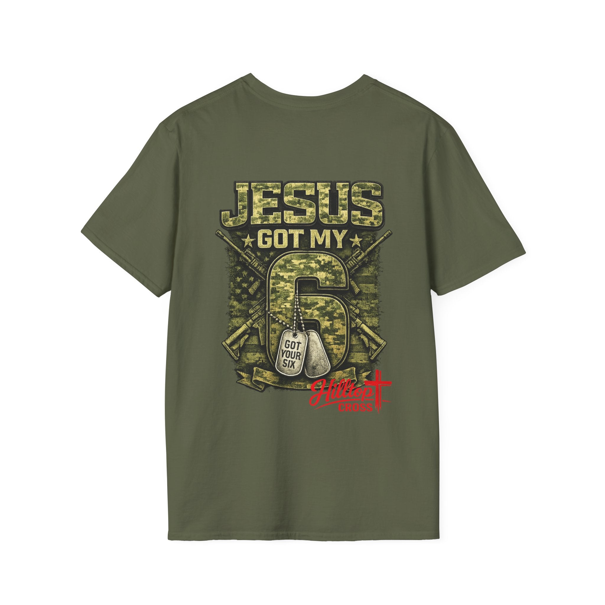 Jesus Got My 6 T-Shirt — Military Camo Christian Graphic Tee
