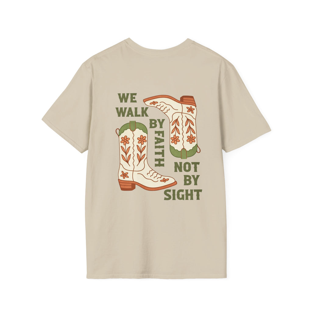 Walk By Faith T-Shirt — Christian Cowboy Boots Graphic Tee