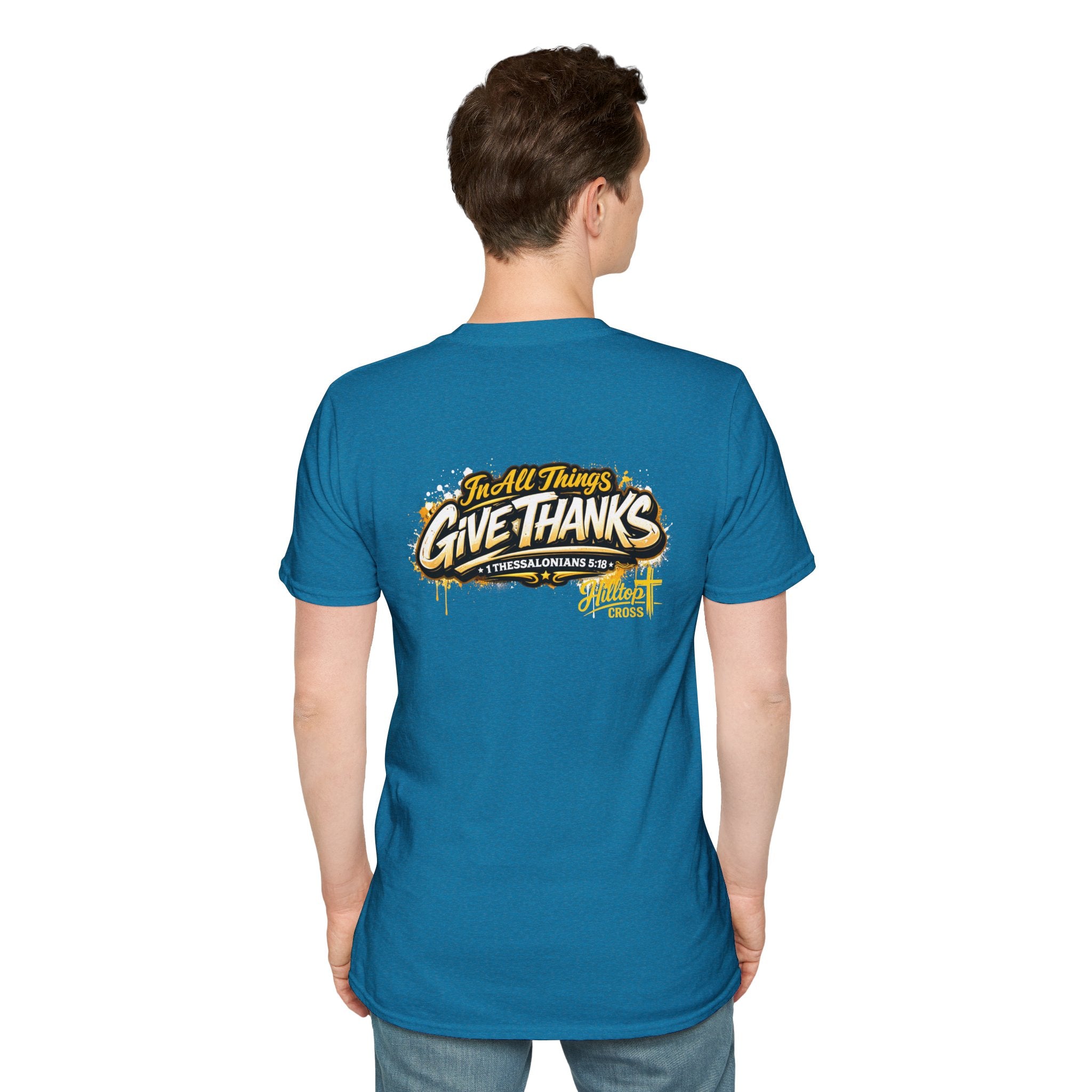 Christian T-Shirt — "In All Things Give Thanks" Church Tee