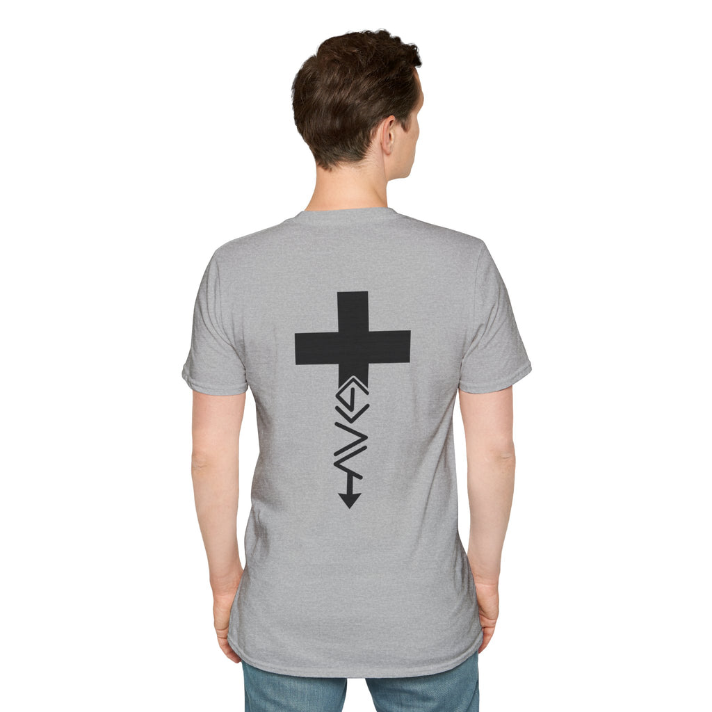 Hilltop Cross T-Shirt — Faith Graphic Tee with Vertical Cross Design