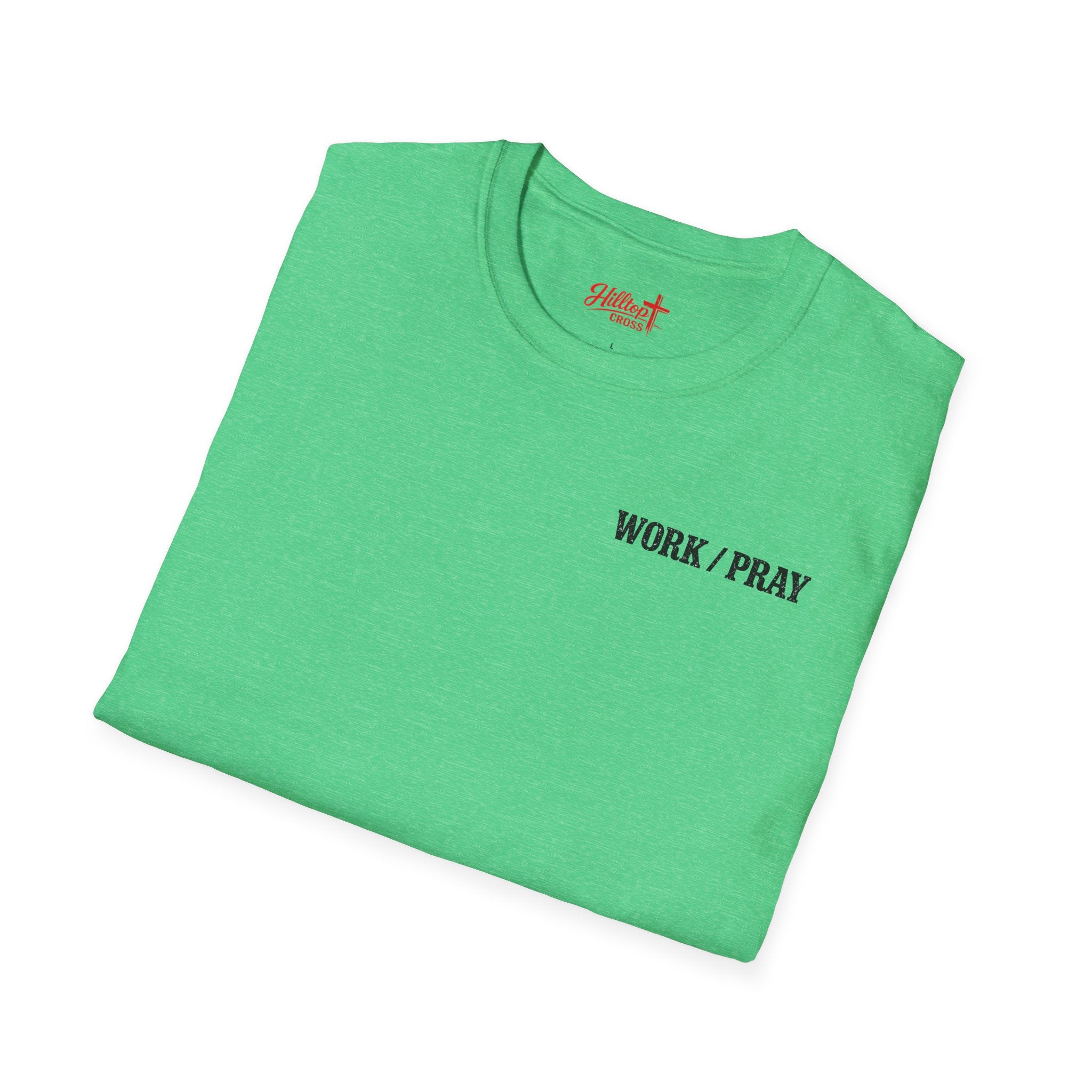 Work Hard Pray Harder T-Shirt — Christian Faith Shirt with Cross (Hilltop)