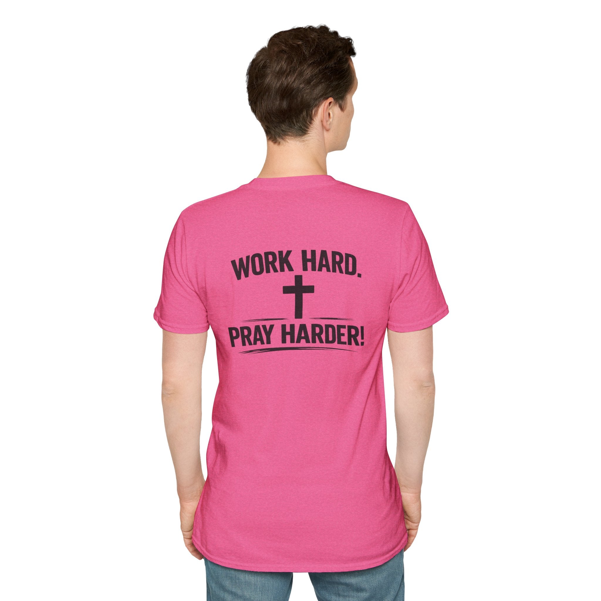 Work Hard Pray Harder T-Shirt — Christian Faith Shirt with Cross (Hilltop)