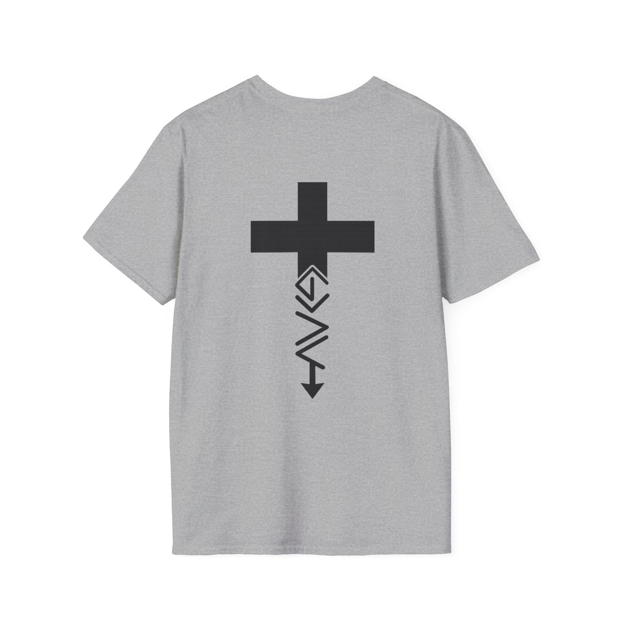Hilltop Cross T-Shirt — Faith Graphic Tee with Vertical Cross Design