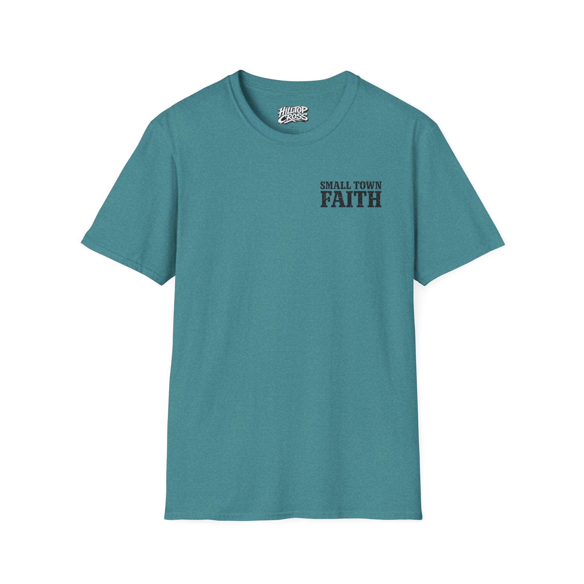 Hilltop Cross T-Shirt — "Small Town Dirt Roads & Jesus" Graphic Tee