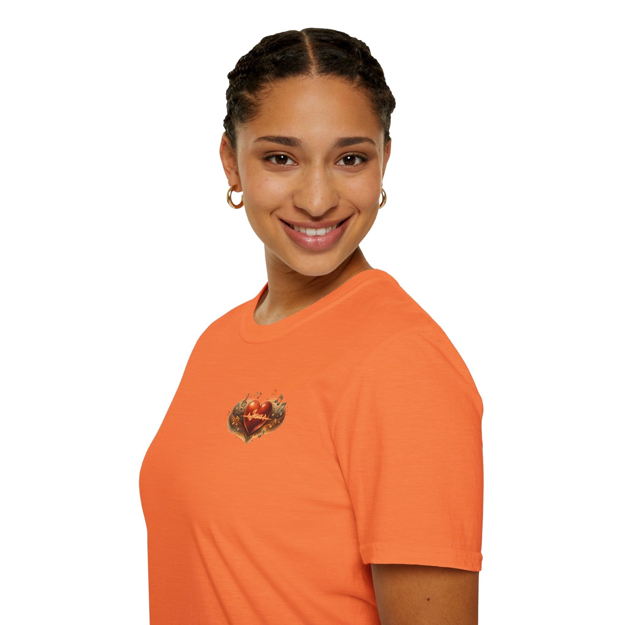 Christian Graphic T-Shirt — "Ridin' With My Jesus Music" Church Truck Cross Design