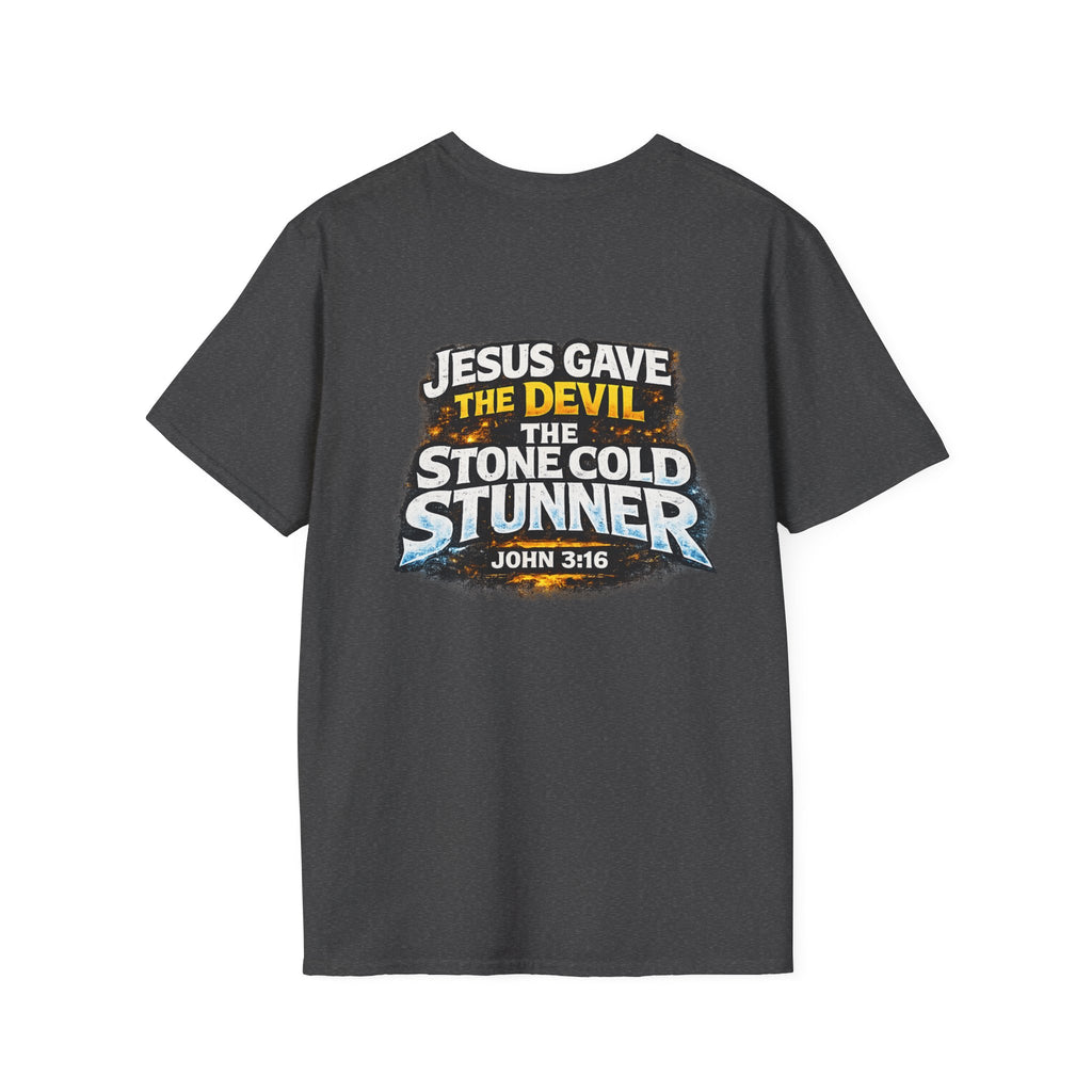 3:16 Christian T-Shirt — “Jesus Gave the Devil the Stone Cold Stunner” Graphic Tee