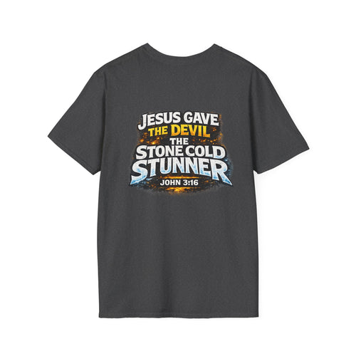 3:16 Christian T-Shirt — “Jesus Gave the Devil the Stone Cold Stunner” Graphic Tee