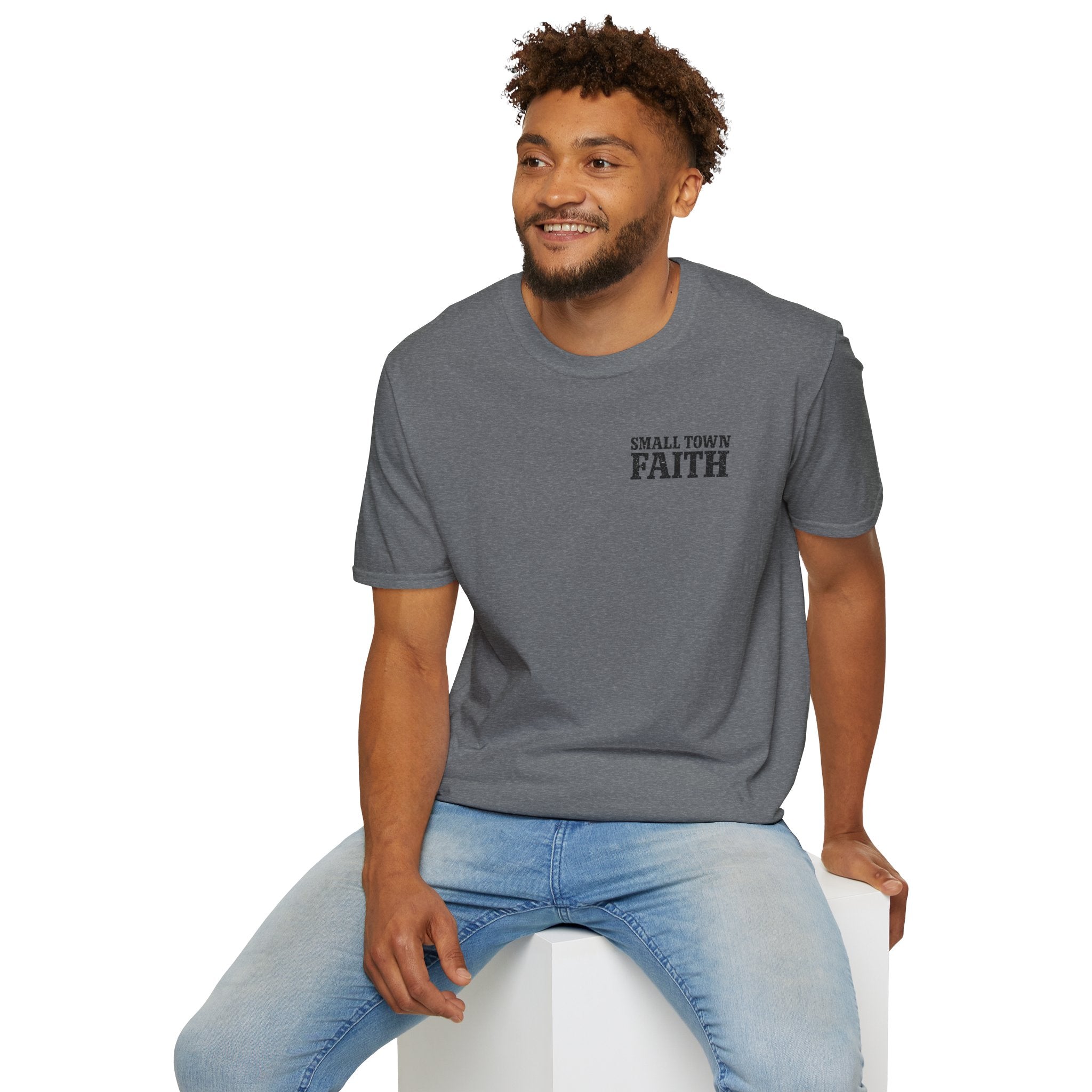 Hilltop Cross T-Shirt — "Small Town Dirt Roads & Jesus" Graphic Tee