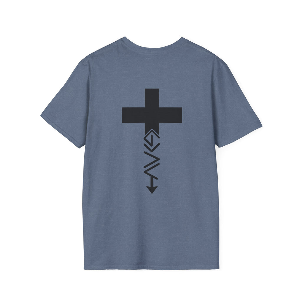Hilltop Cross T-Shirt — Faith Graphic Tee with Vertical Cross Design