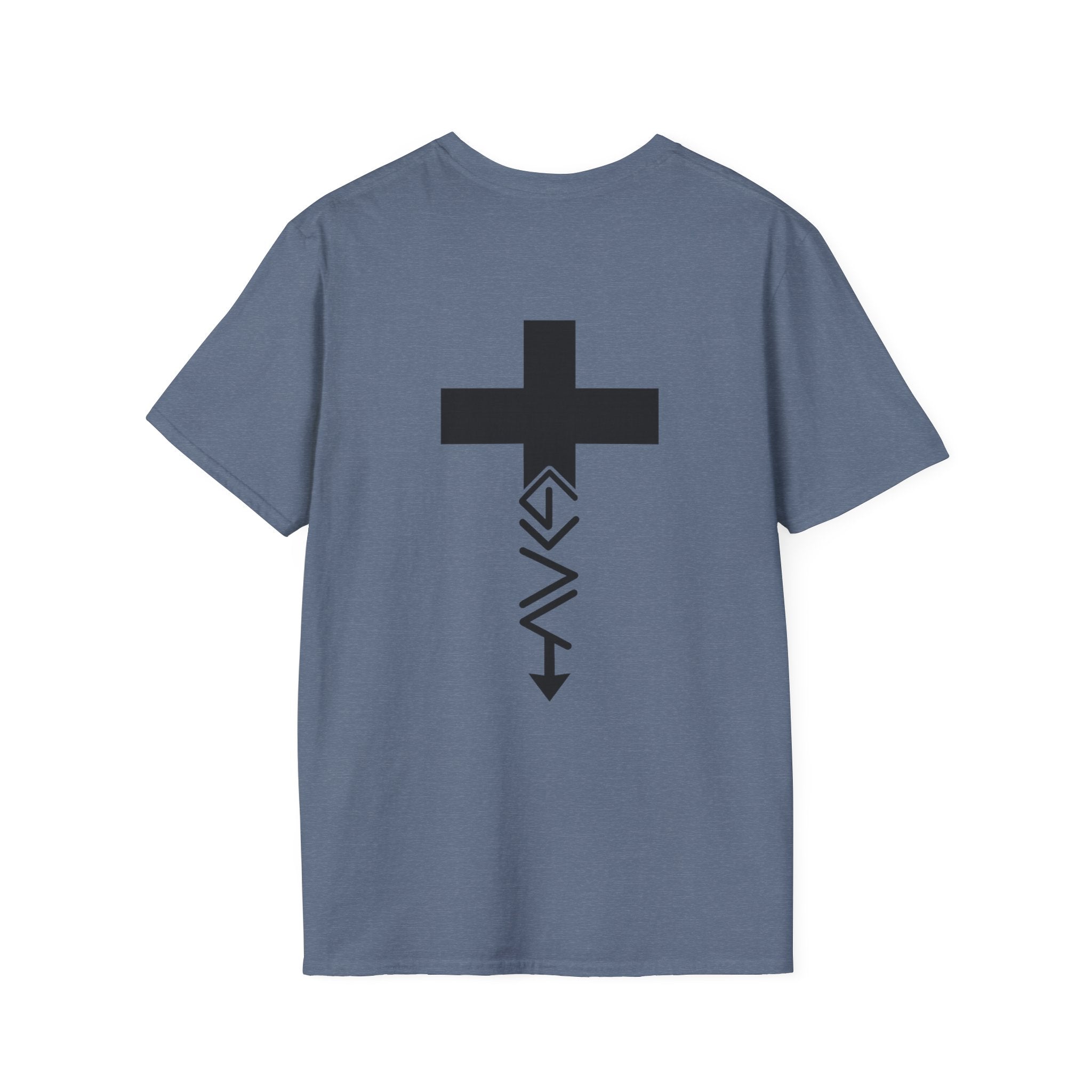 Hilltop Cross T-Shirt — Faith Graphic Tee with Vertical Cross Design