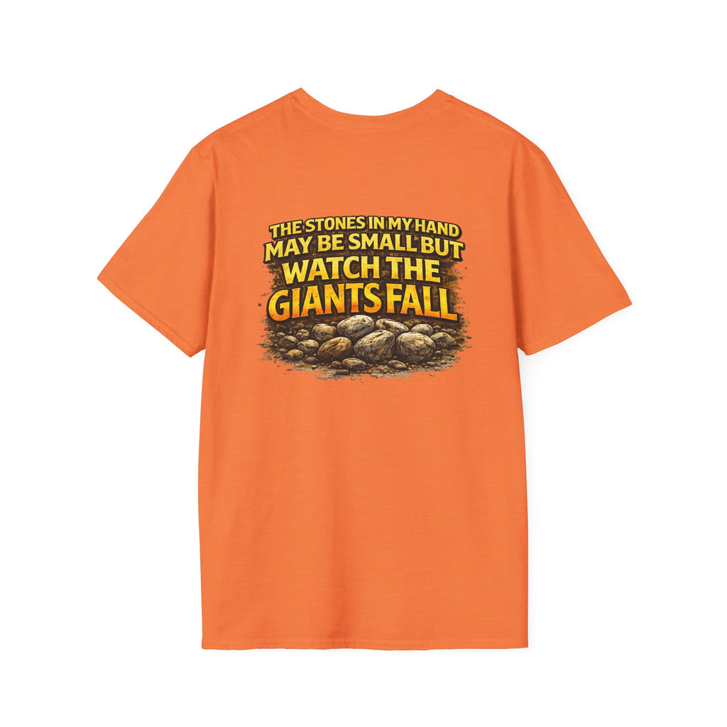 Inspirational Christian T-Shirt — "The Stones in My Hand" Faith Graphic