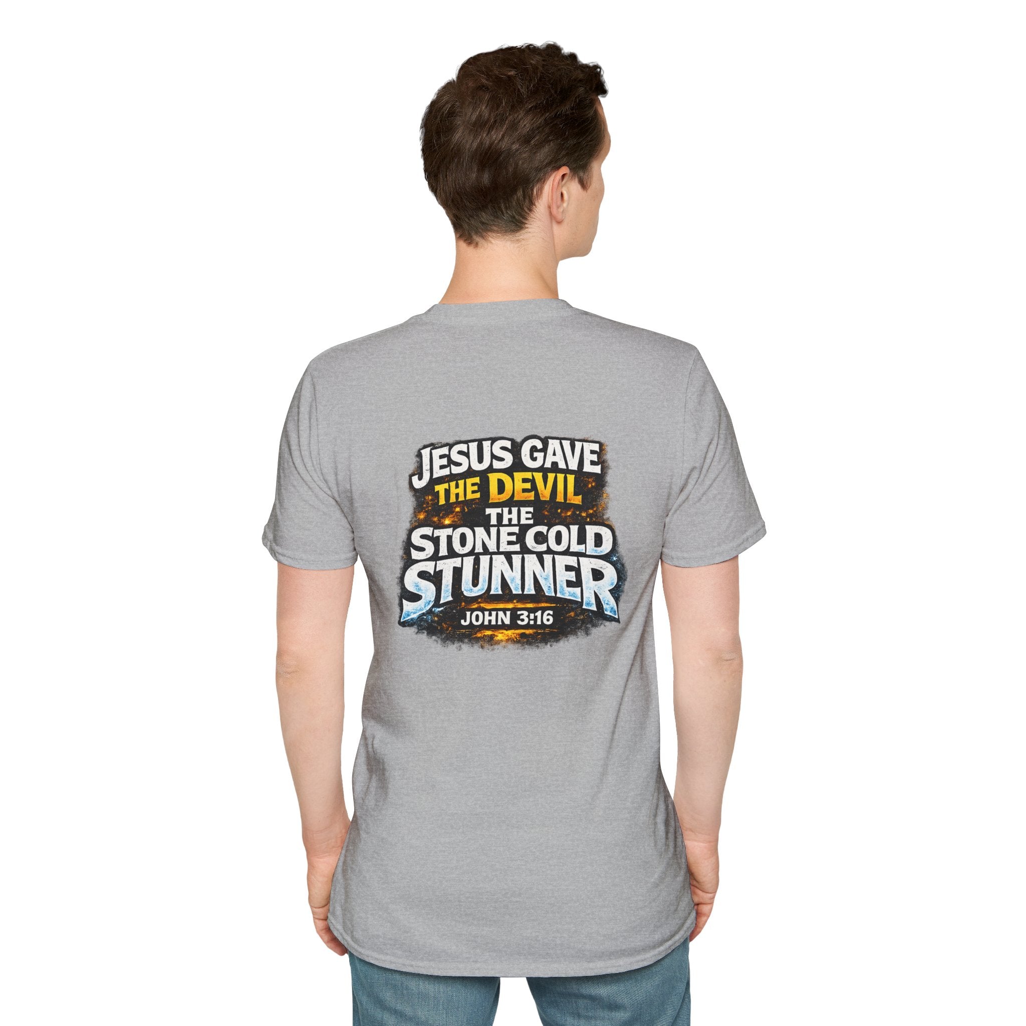 3:16 Christian T-Shirt — “Jesus Gave the Devil the Stone Cold Stunner” Graphic Tee