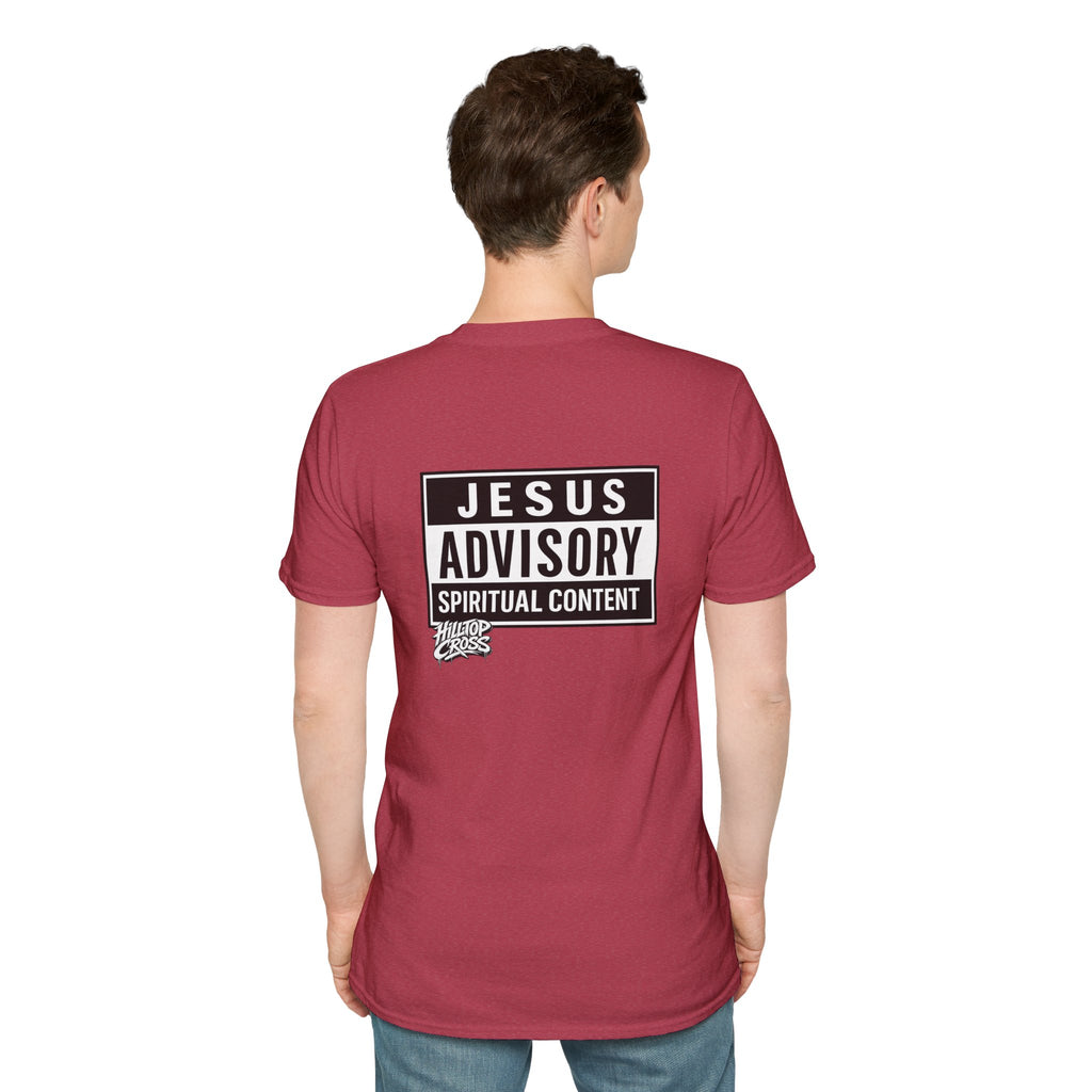 Christian T-Shirt — "Jesus Advisory: Spiritual Content" Graphic Tee