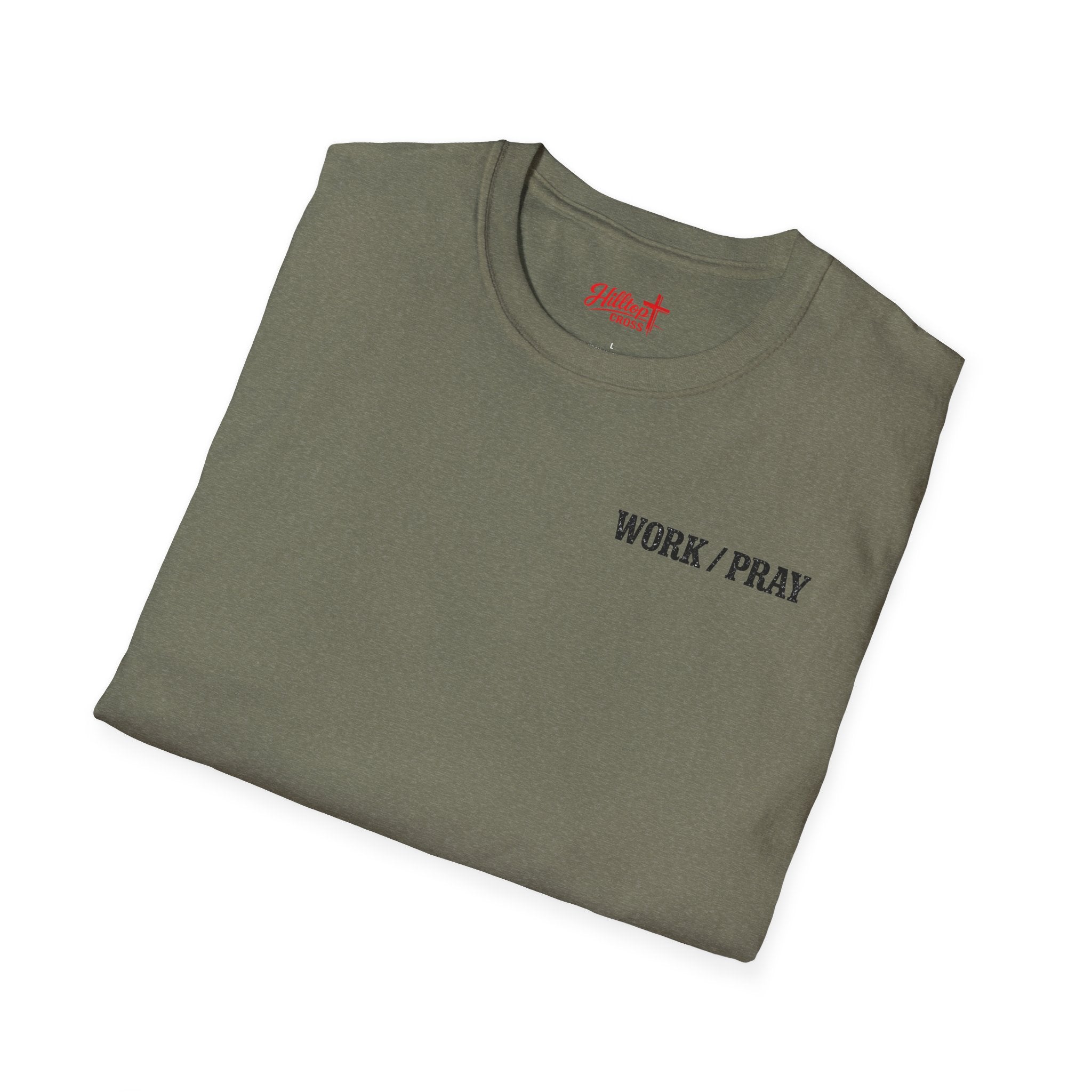Work Hard Pray Harder T-Shirt — Christian Faith Shirt with Cross (Hilltop)