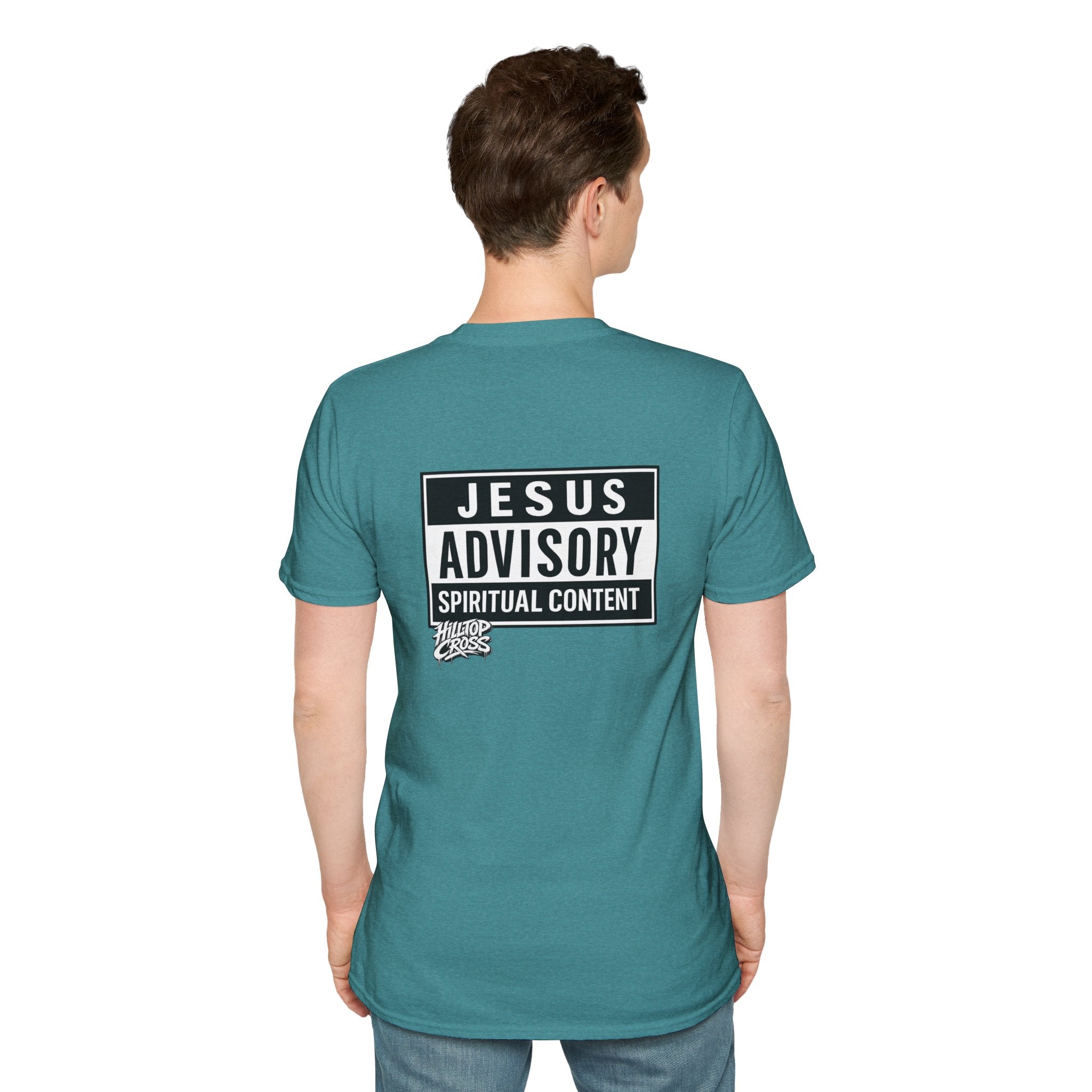 Christian T-Shirt — "Jesus Advisory: Spiritual Content" Graphic Tee